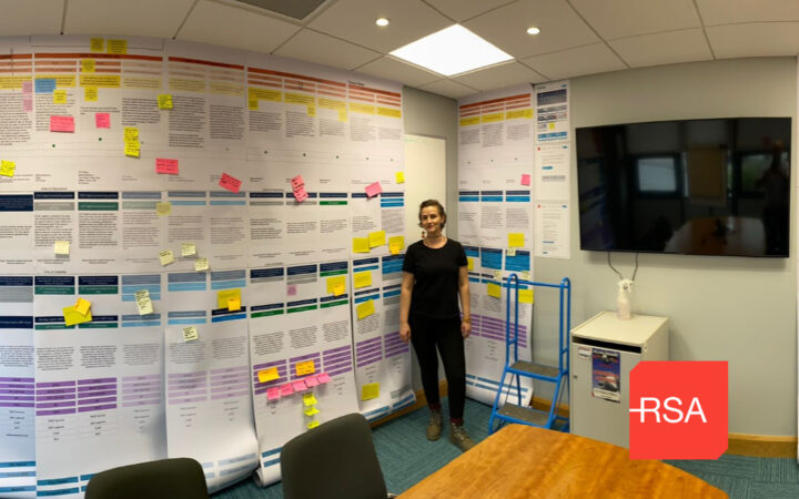 woman standing in front of service blueprint